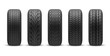 Realistic car tires with different tread patterns