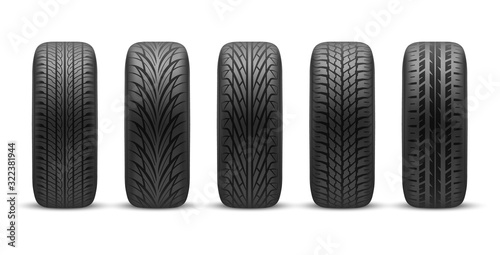 Fotografía Realistic car tires with different tread patterns