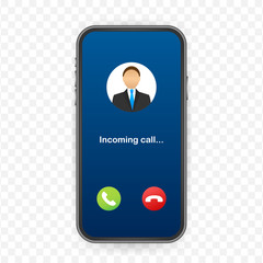 Poster - Smartphone with incoming call on display. Incoming call. Vector stock illustration.