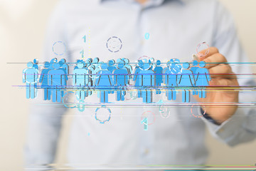 Poster - abstract social network scheme, which contains business people