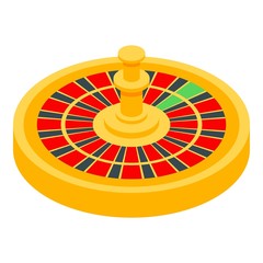Poster - Gold roulette icon. Isometric of gold roulette vector icon for web design isolated on white background