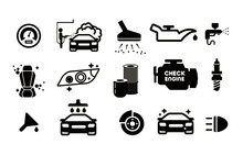 Car Repair Shop And Mechanic Icon Set. Vector Illustration