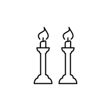 Candle, Shabbat, Judaism Icon. Simple Line, Outline Vector Religion Icons For Ui And Ux, Website Or Mobile Application