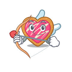 Sticker - Sweet cookie heart Cupid cartoon design with arrow and wings