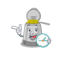 Canvas Print - cartoon character concept deep fryer having clock