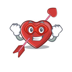 Sticker - A cartoon concept of heart and arrow performed as a Super hero