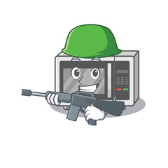 Sticker - A cute picture of microwave Army with machine gun