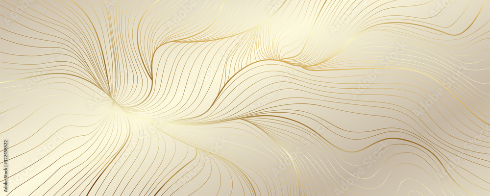 Luxury golden wallpaper. Art Deco Pattern, Vip invitation background texture for print, fabric, packaging design, invite.  Vintage vector illustration - obrazy, fototapety, plakaty 