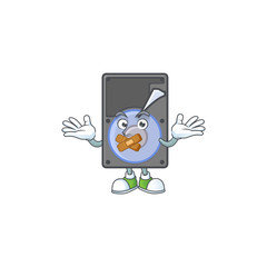 Wall Mural - mascot cartoon character design of hard disk making a silent gesture