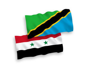 Flags of Tanzania and Syria on a white background