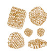 © Maria - Honeycomb pieces. Honey elements engraved vintage style. Packaging image. Vector illustration