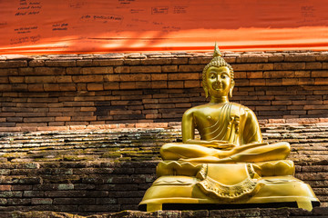 Chiang Mai , Thailand - January, 18, 2020 : Buddha statue in Thai temple in Chiang Mai, Thailand