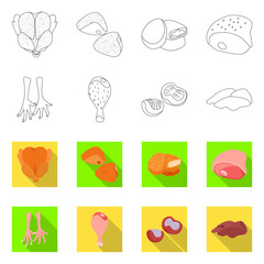 Vector design of product and poultry symbol. Collection of product and agriculture stock symbol for web.