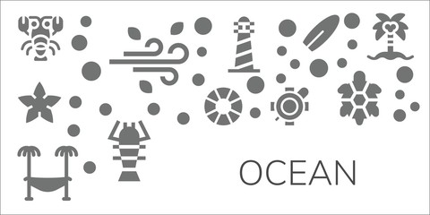 Wall Mural - Modern Simple Set of ocean Vector filled Icons