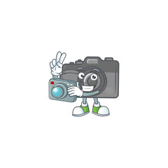 Poster - A digital camera Photographer cartoon character in action with a camera