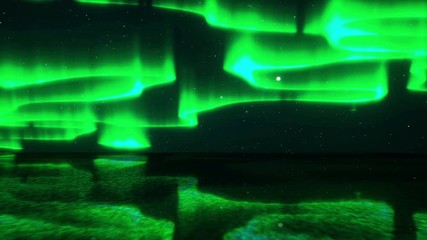 Wall Mural - northern lights curtains in mountains