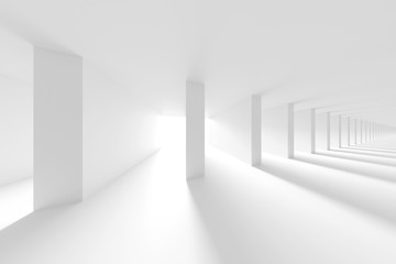 Poster - white tunnel background. abstract collumns hall