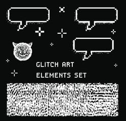 Aufkleber - Set of vector elements in pixel art style: speech bubbles, stars and sparkles. Vector illustration for print, stickers, pins.