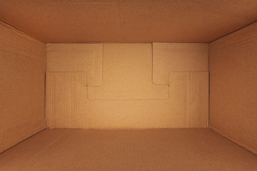 Empty brown cardboard box background texture top view down