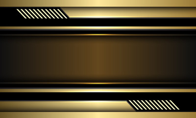 Abstract gold banner black circuit design modern futuristic technology background vector illustration.