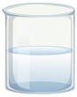 Transparent beaker with clear water on white background