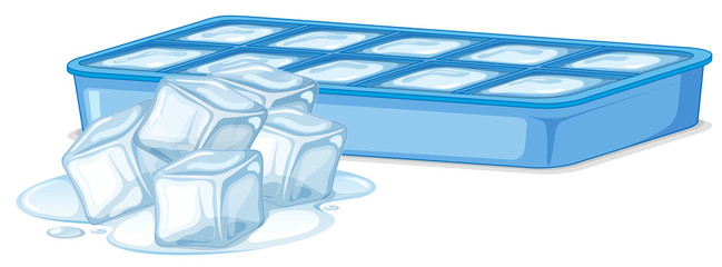 Poster - Ice cubes in ice box on white background