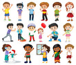 © blueringmedia - Large set of boys and girls doing different activity on white background