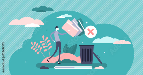 Cuadros en Lienzo Delete concept, flat tiny person vector illustration