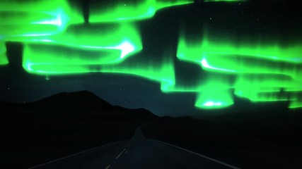 Wall Mural - northern lights curtains in mountains
