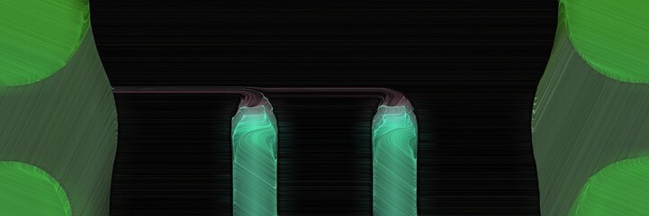 Poster - colorful banner with sea green, black and dark slate gray colors. dynamic curved lines with fluid flowing waves and curves