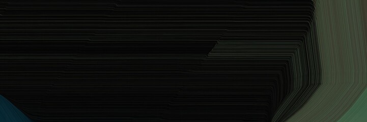 Poster - surreal horizontal banner with black, dark slate gray and very dark blue colors. dynamic curved lines with fluid flowing waves and curves