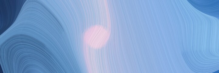 Poster - moving designed horizontal banner with corn flower blue, sky blue and teal blue colors. dynamic curved lines with fluid flowing waves and curves