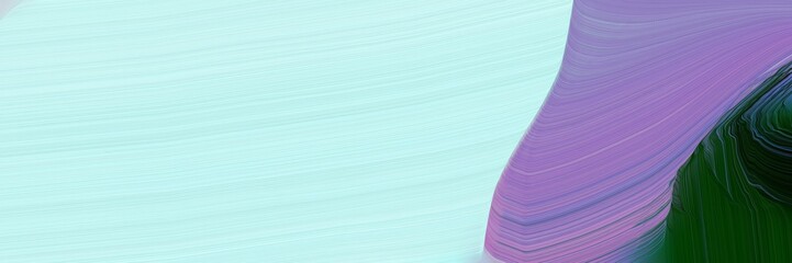 Poster - moving horizontal header with pale turquoise, very dark green and medium purple colors. dynamic curved lines with fluid flowing waves and curves