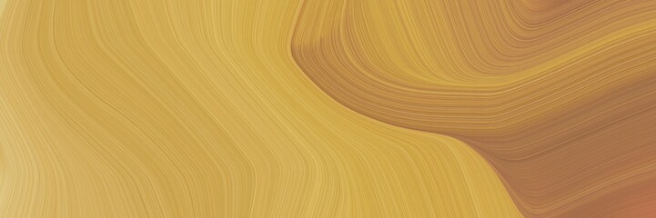 Poster - dynamic horizontal banner with peru, pastel brown and burly wood colors. dynamic curved lines with fluid flowing waves and curves