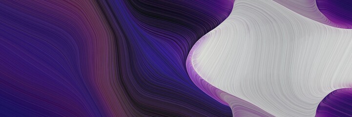 Poster - artistic designed horizontal header with silver, very dark violet and antique fuchsia colors. dynamic curved lines with fluid flowing waves and curves