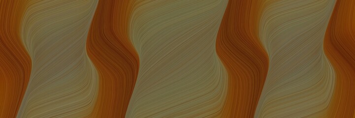 Poster - decorative designed horizontal banner with brown, pastel brown and chocolate colors. dynamic curved lines with fluid flowing waves and curves