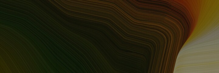Poster - modern banner with dark olive green, very dark green and pastel brown colors. dynamic curved lines with fluid flowing waves and curves