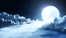 Night Sky With Clouds And Shiny Moon