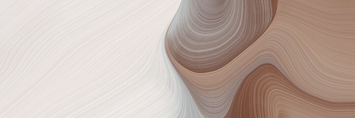 Poster - moving designed horizontal banner with light gray, pastel brown and antique white colors. dynamic curved lines with fluid flowing waves and curves
