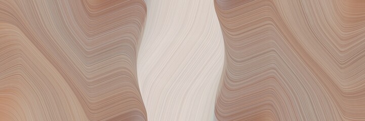 Poster - decorative horizontal banner with rosy brown, pastel gray and pastel brown colors. dynamic curved lines with fluid flowing waves and curves