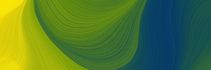 Fototapete - colorful horizontal banner with dark slate gray, golden rod and olive colors. dynamic curved lines with fluid flowing waves and curves