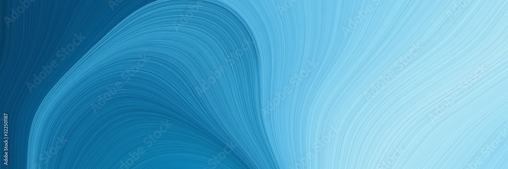 artistic horizontal header with steel blue, sky blue and light blue colors. dynamic curved lines with fluid flowing waves and curves - obrazy, fototapety, plakaty 