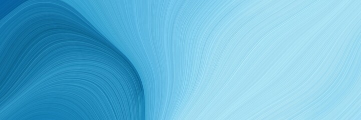 Fototapete - colorful designed horizontal header with strong blue, baby blue and medium turquoise colors. dynamic curved lines with fluid flowing waves and curves