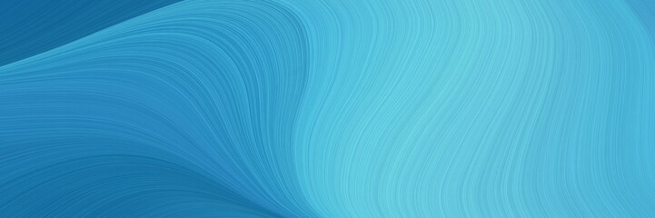 Poster - surreal designed horizontal header with medium turquoise, strong blue and steel blue colors. dynamic curved lines with fluid flowing waves and curves