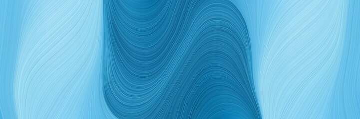 Poster - surreal designed horizontal banner with baby blue, strong blue and steel blue colors. dynamic curved lines with fluid flowing waves and curves