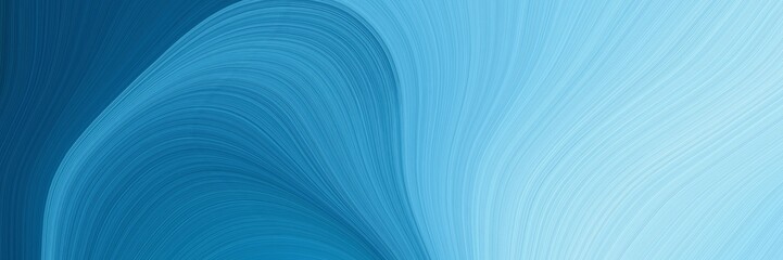 Wall Mural - artistic horizontal header with steel blue, sky blue and light blue colors. dynamic curved lines with fluid flowing waves and curves