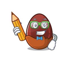 Sticker - A smart Student chocolate egg character holding pencil