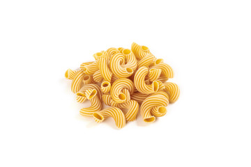 Wall Mural - pasta cavatappi with stripes isolated on white background.