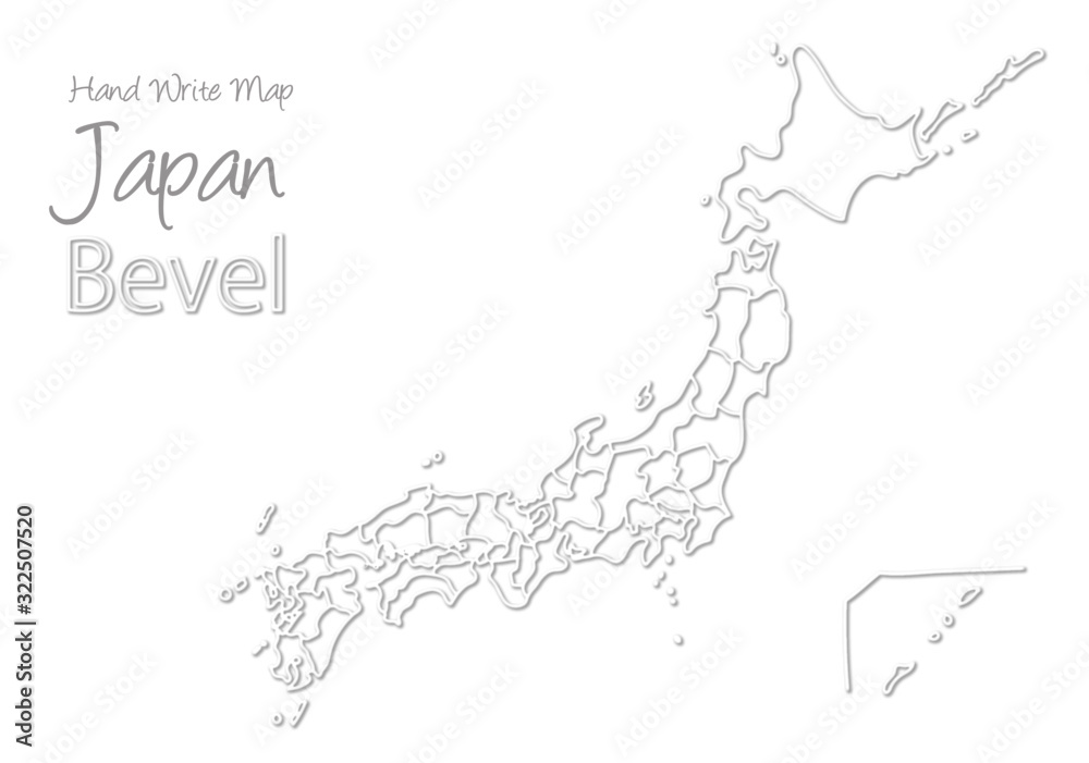 ベベル加工した手書きの日本地図 Cuadros Canvas