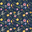 © zenina - Beautiful vector floral summer seamless pattern with watercolor hand drawn field wild flowers. Stock illustration.